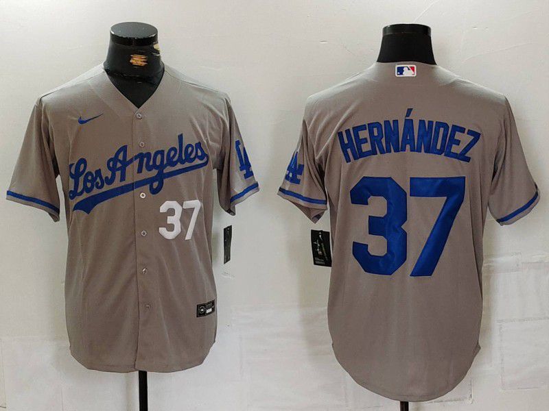 Men Los Angeles Dodgers #37 Hernandez Grey Nike Game 2024 MLB Jersey style 7247